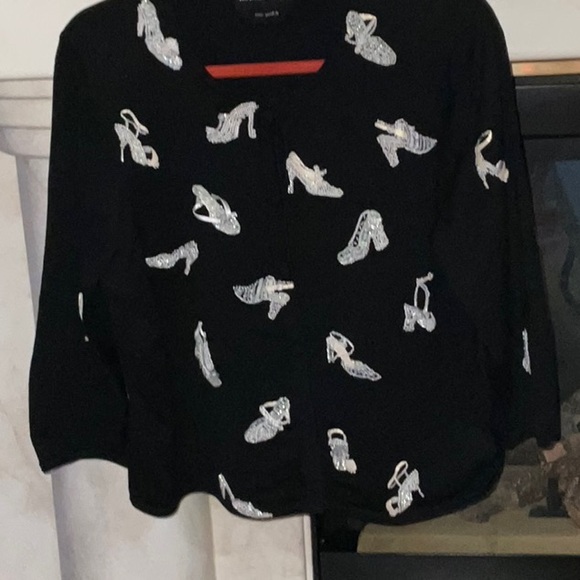Michael Simon New York Novelty Kitsch High Heel Shoes Sweater Silk Blend Large - Picture 1 of 15